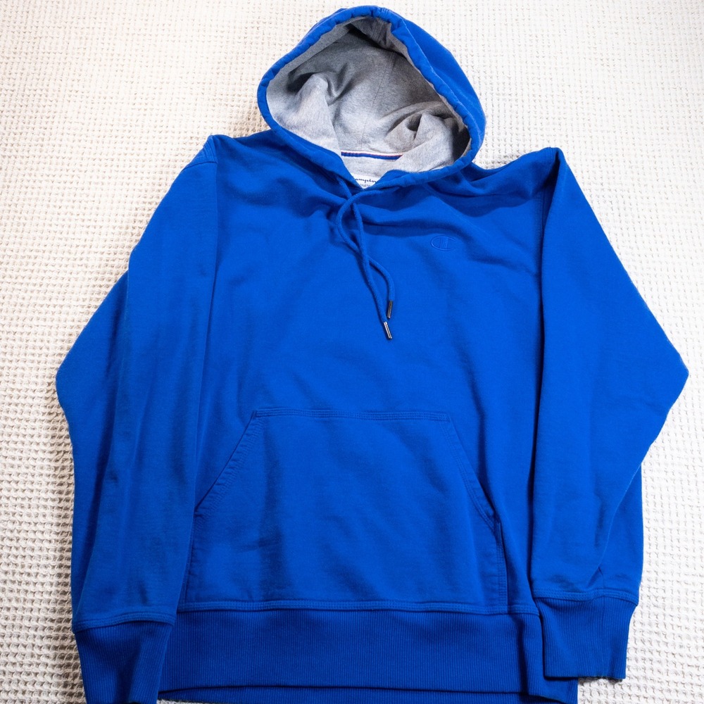 Champion Mens Royal Blue Pullover Hoodie Fleece Sweatshirt Medium FTX